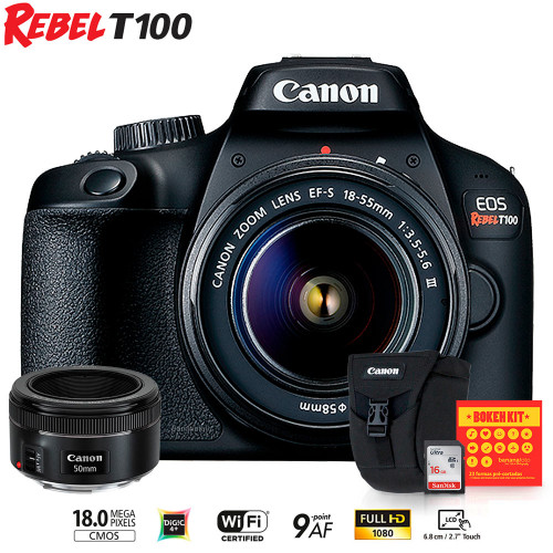 Canon T100 lente EF 50mm f/1.8