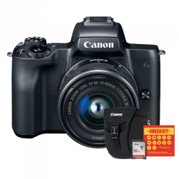 Canon M50 Câmera Mirrorless + Lente EF-M 15-45mm + Bolsa Canon, Cartão 16GB e Kit Bokeh