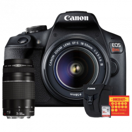 Canon T7 Kit Premium EFS 18-55 e EF 75-300   Bolsa Canon   Cartão 16GB   Kit Bokeh