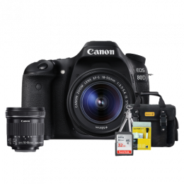 Canon 80D Kit Premium 18-55mm / 10-18mm + Bolsa + Cartão 32GB + Mini Tripé + Kit Limpeza