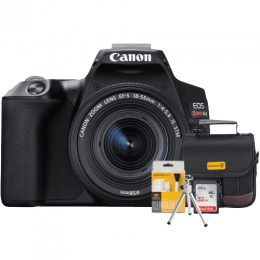 Câmera Canon SL3 com Lente 18-55mm + Bolsa + Cartão 32GB + Mini Tripé + Kit Limpeza