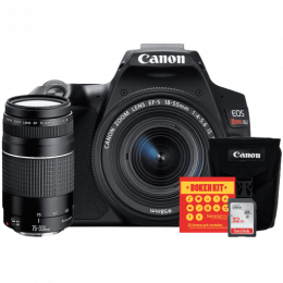 Canon SL3 Kit Premium EFS 18-55 e EF 75-300 + Bolsa Canon + Cartão 32GB + Kit Bokeh