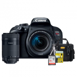 Canon T7i (800D) Kit Premium 18-55mm / 55-250mm   Bolsa   Cartão 32GB   Mini Tripé   Kit Limpeza